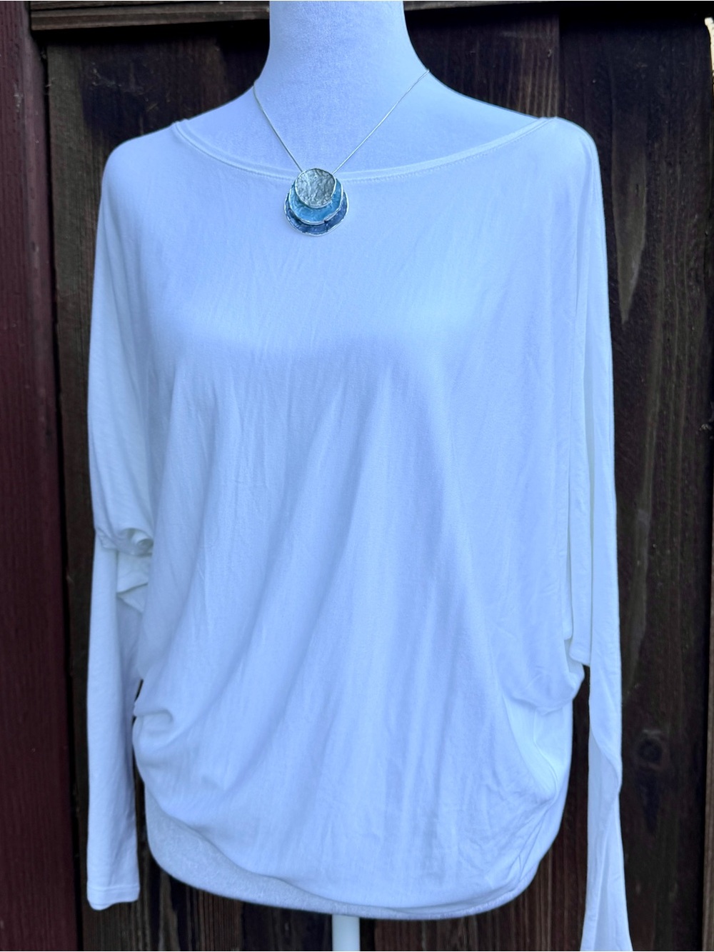 Vince White Banded Bottom Boatneck Dolman Sleeve Top Small NWT